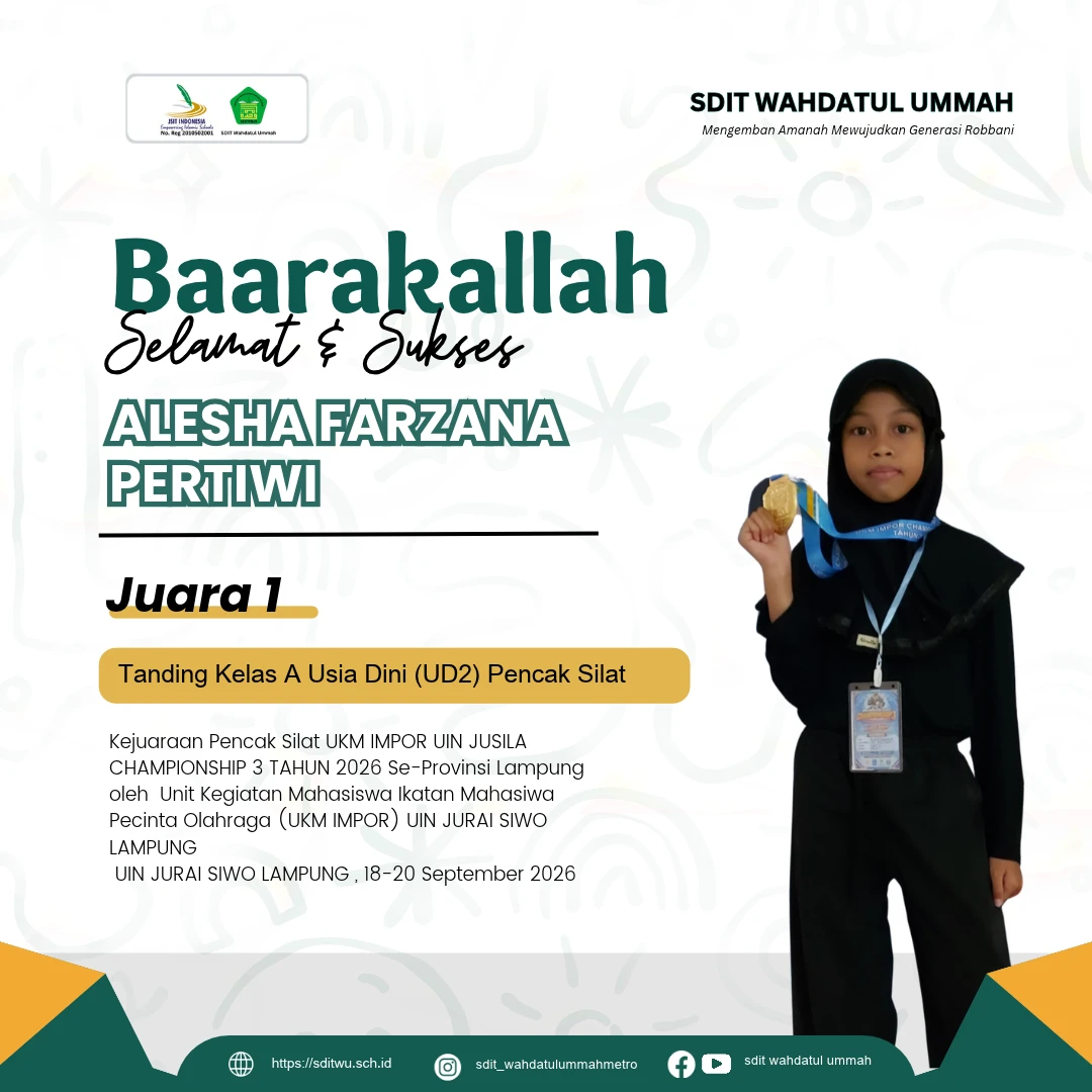 Juara 1 Tanding Kelas A Usia Dini (UD2) Pencak Silat